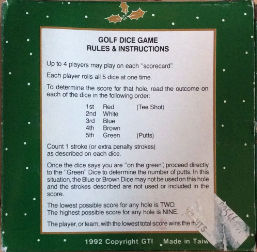 Golf Dice Game  (2-4) board game collectible [Barcode 739231007136] - Main Image 2