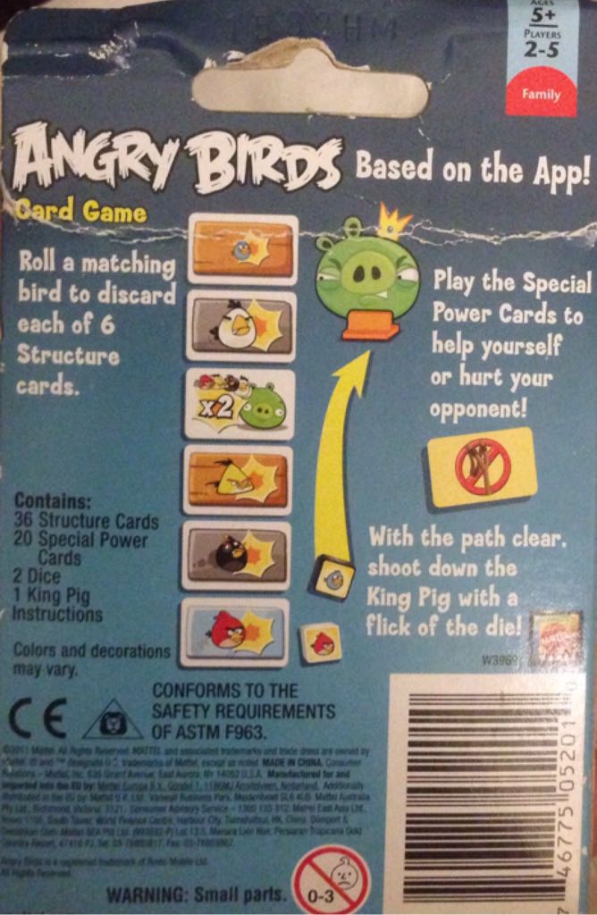 Angry Birds - Card Game  (2-5) board game collectible [Barcode 746775052010] - Main Image 2