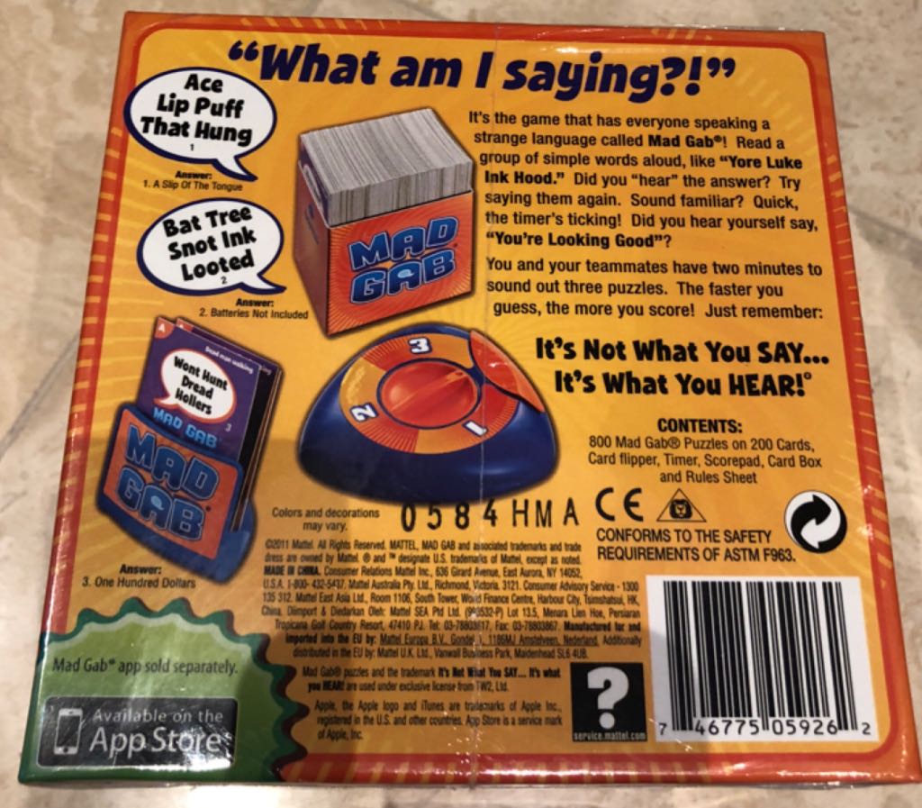 Mad Gab (2–12 players | 10+ | *5–45 min.)  (2–12) board game collectible [Barcode 746775059262] - Main Image 2