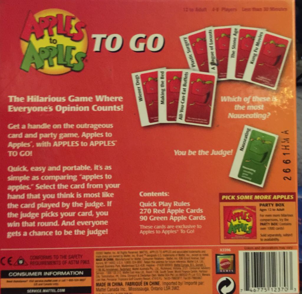 Apples To Apples Go  (8) board game collectible [Barcode 746775123703] - Main Image 2