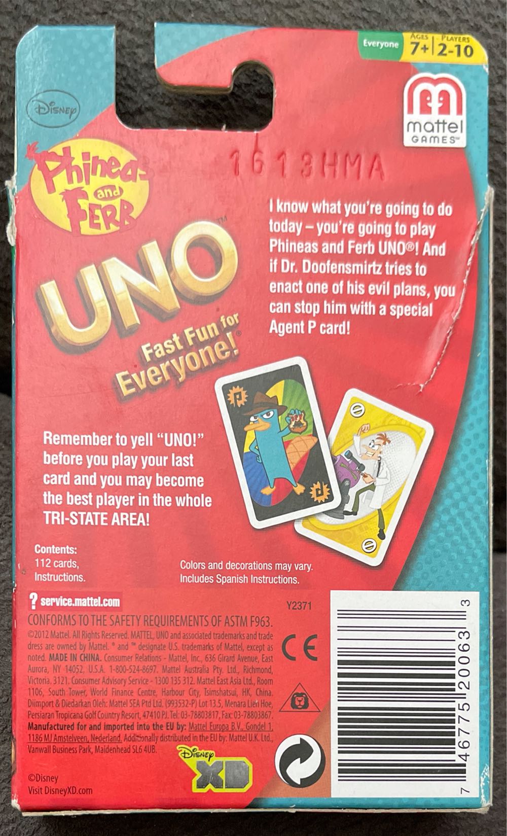 Phineas And Ferb Uno  board game collectible [Barcode 746775200633] - Main Image 2