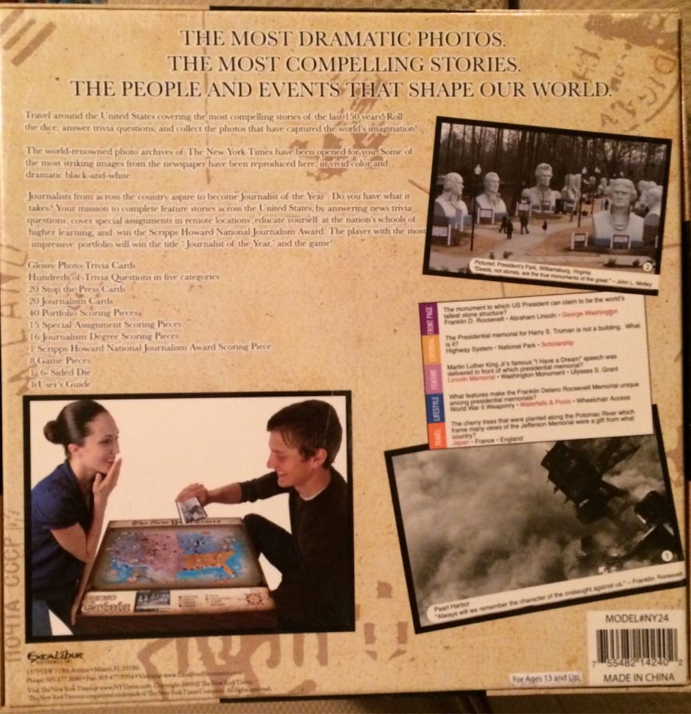 The New York Times Photo Triva  (2-8) board game collectible [Barcode 755482142402] - Main Image 2