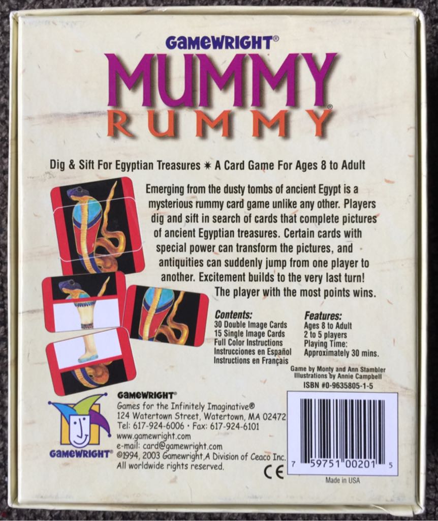 Mummy Rummy  (2-5) board game collectible [Barcode 759751002015] - Main Image 2