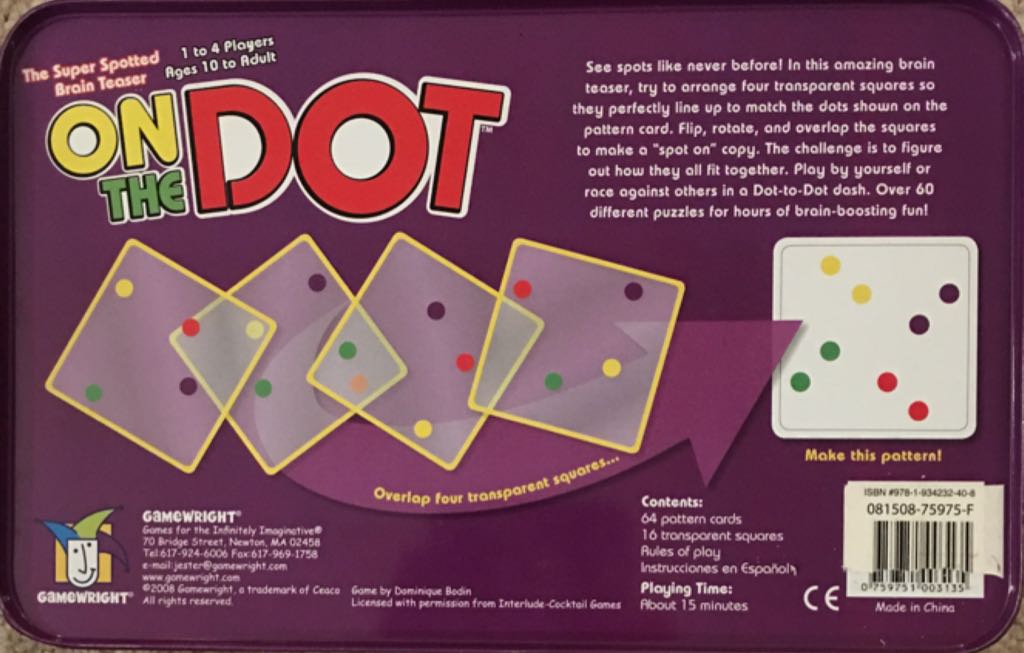On The Dot  (1-4) board game collectible [Barcode 759751003135] - Main Image 2