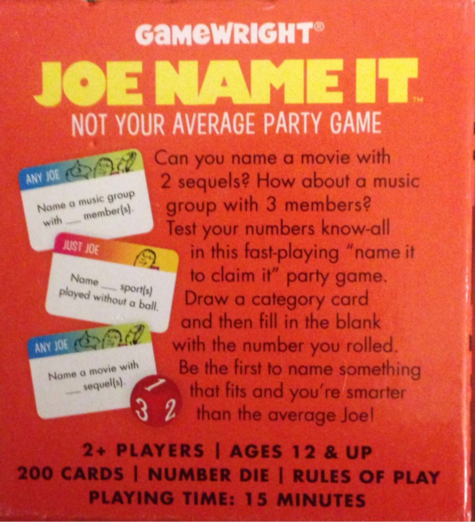 Joe Name It  (2+) board game collectible [Barcode 759751011017] - Main Image 2