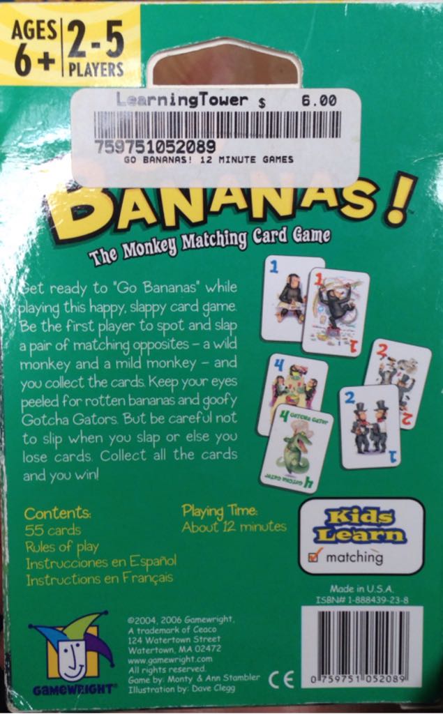 Go Bananas!  (2-5) board game collectible [Barcode 759751052089] - Main Image 2