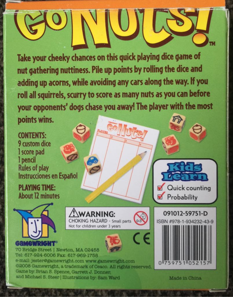 Go Nuts  (2-4) board game collectible [Barcode 759751052157] - Main Image 2