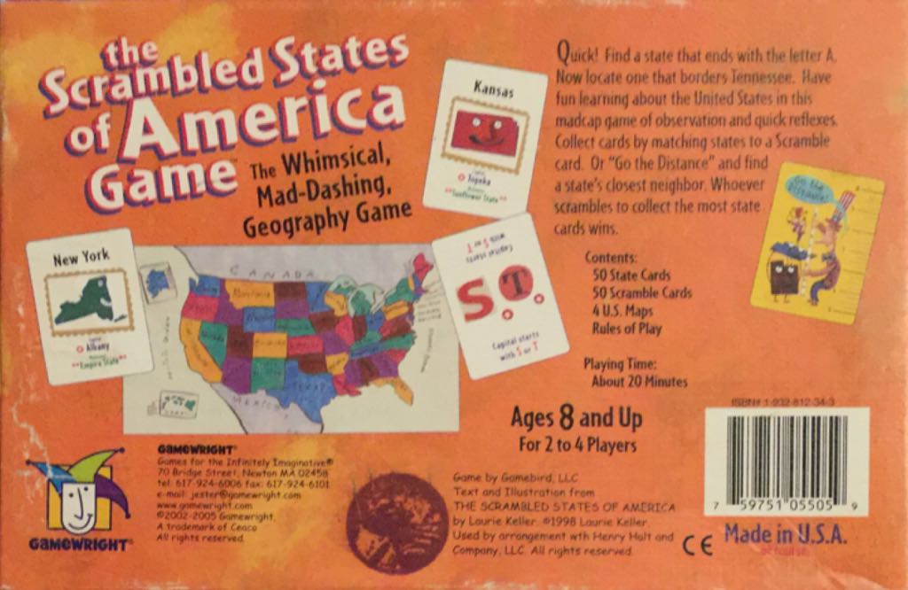 The Scrambled States Of America Deluxe Edition  (4) board game collectible [Barcode 759751055059] - Main Image 2