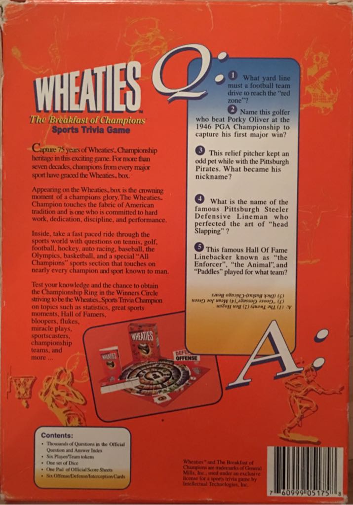 Wheaties Sports Trivia Game  (Teams or 2-6) board game collectible [Barcode 760999051758] - Main Image 2