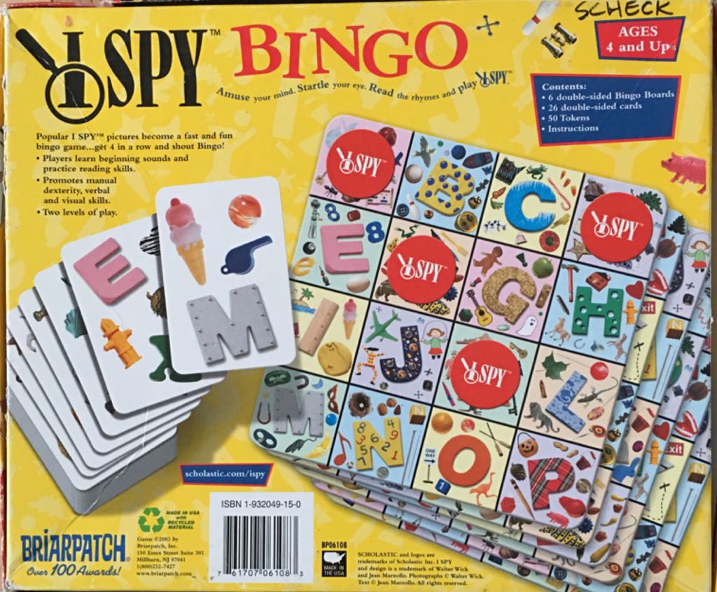 I Spy : Bingo  (1-6) board game collectible [Barcode 761707061083] - Main Image 2