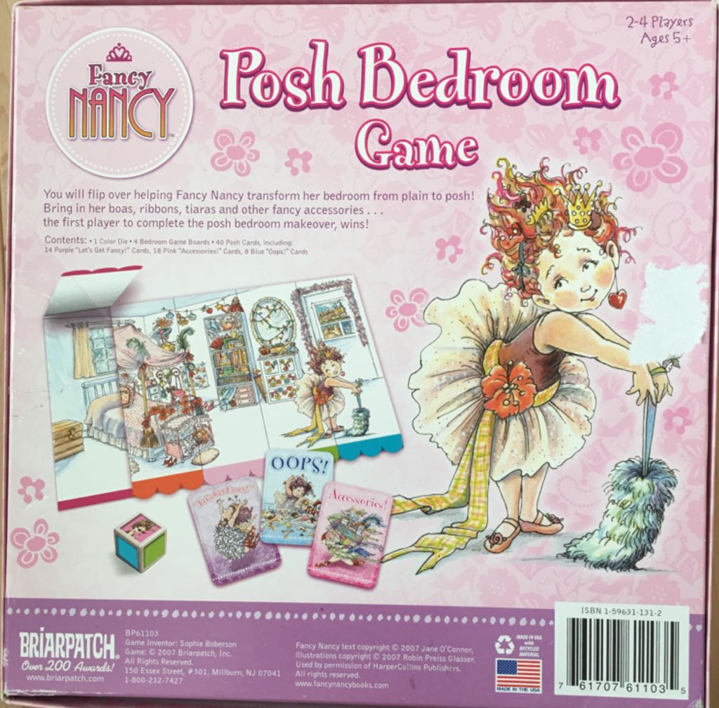 Fancy Nancy : Posh Bedroom Game  (2-4) board game collectible [Barcode 761707611035] - Main Image 2