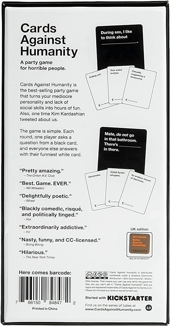 Cards Against Humanity  (3+) board game collectible [Barcode 766150848472] - Main Image 2