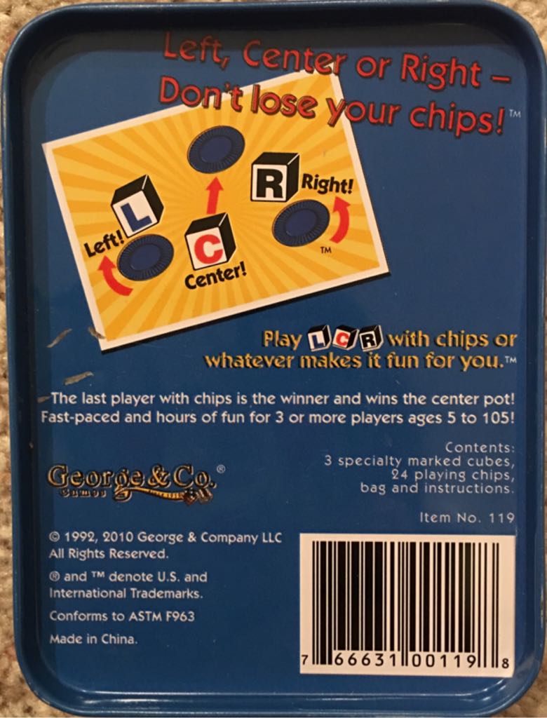 Left, Center, Right  (3+) board game collectible [Barcode 766631001198] - Main Image 2