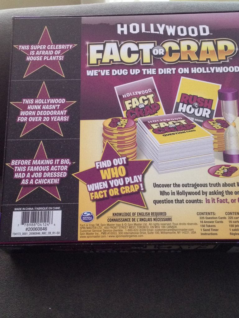 Fact Or Crap Hollywood Edition  (3-8) board game collectible [Barcode 778988041246] - Main Image 2