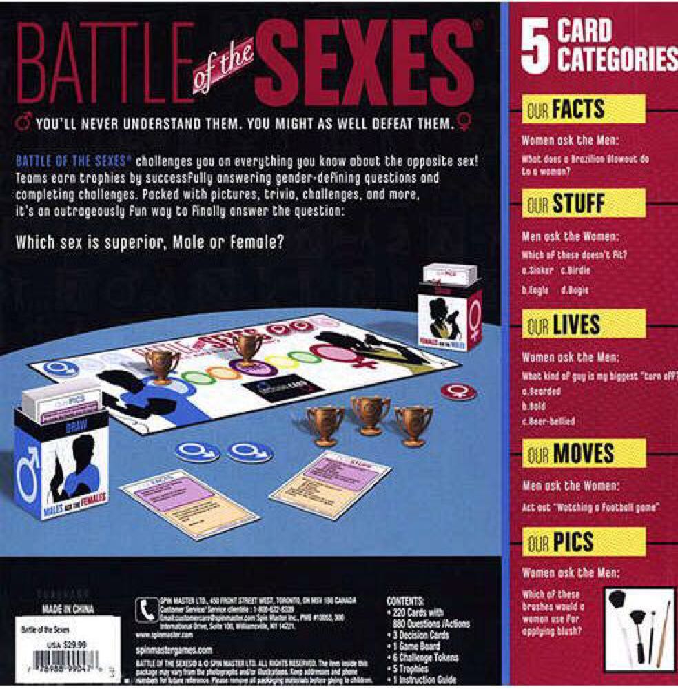 Battle Of The Sexes  (4) board game collectible [Barcode 778988099414] - Main Image 2