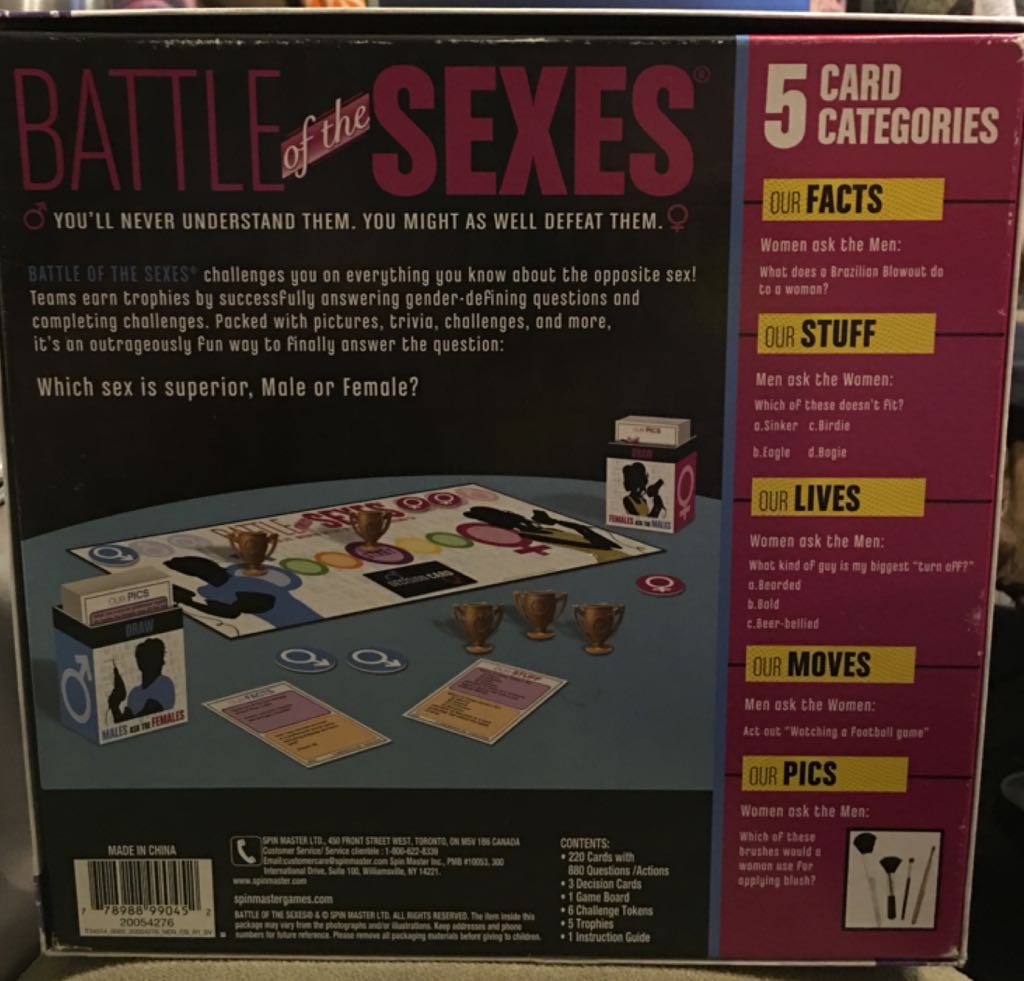 Battle Of The Sexes  (4+) board game collectible [Barcode 778988990452] - Main Image 2