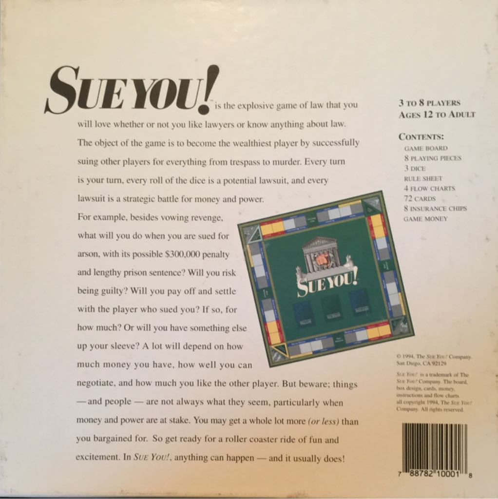 Sue You!  (8) board game collectible [Barcode 788782100018] - Main Image 2