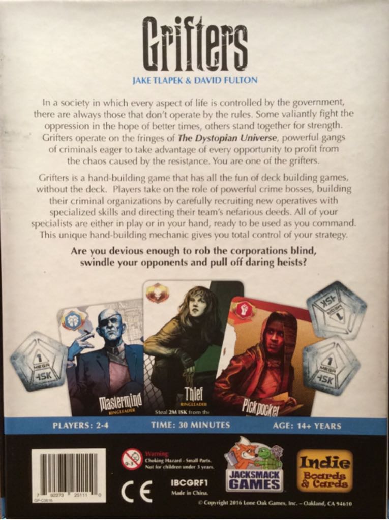 Grifters  (2-4) board game collectible [Barcode 792273251110] - Main Image 2