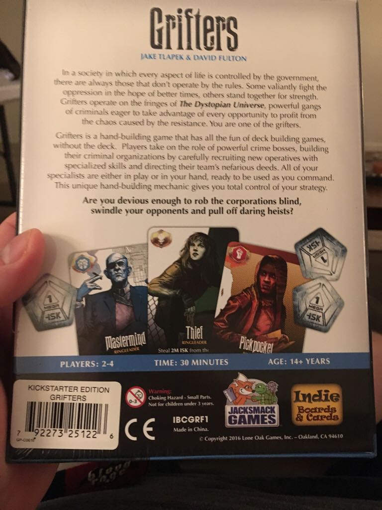 Grifters  (2-4) board game collectible [Barcode 792273251226] - Main Image 2