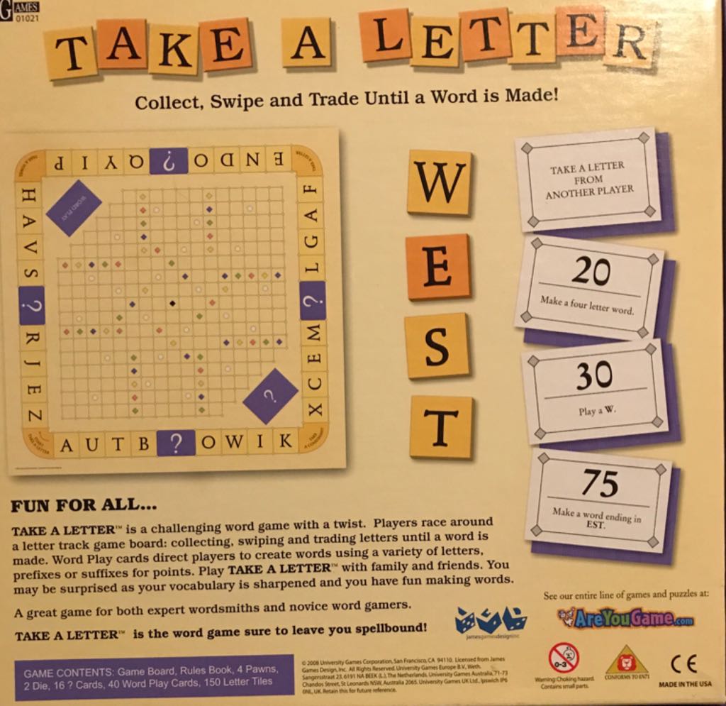 Take A Letter  (2-4) board game collectible [Barcode 794764010213] - Main Image 2