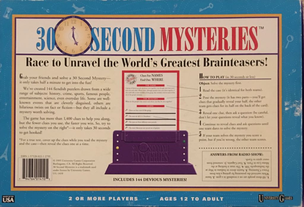 30 Second Mysteries   (2+) board game collectible [Barcode 794764014105] - Main Image 2