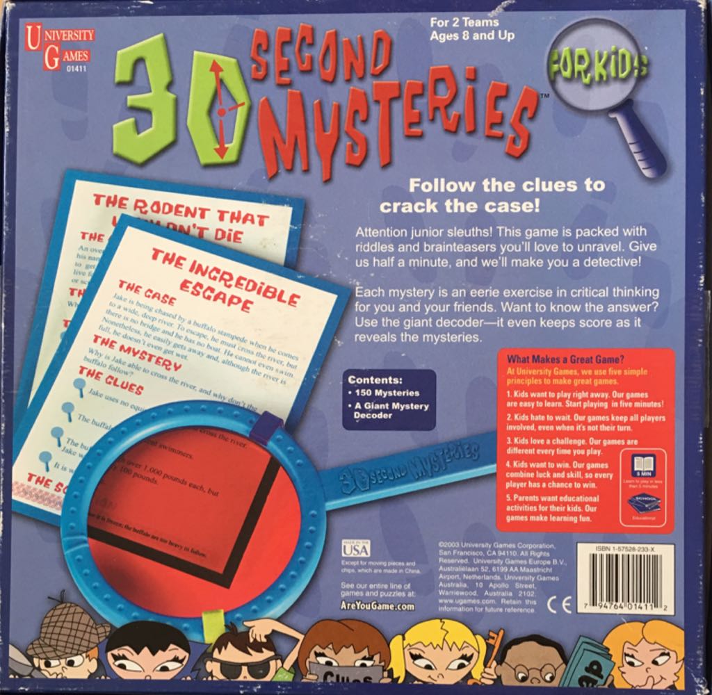 30 Second Mysteries : For Kids  (2+) board game collectible [Barcode 794764014112] - Main Image 2