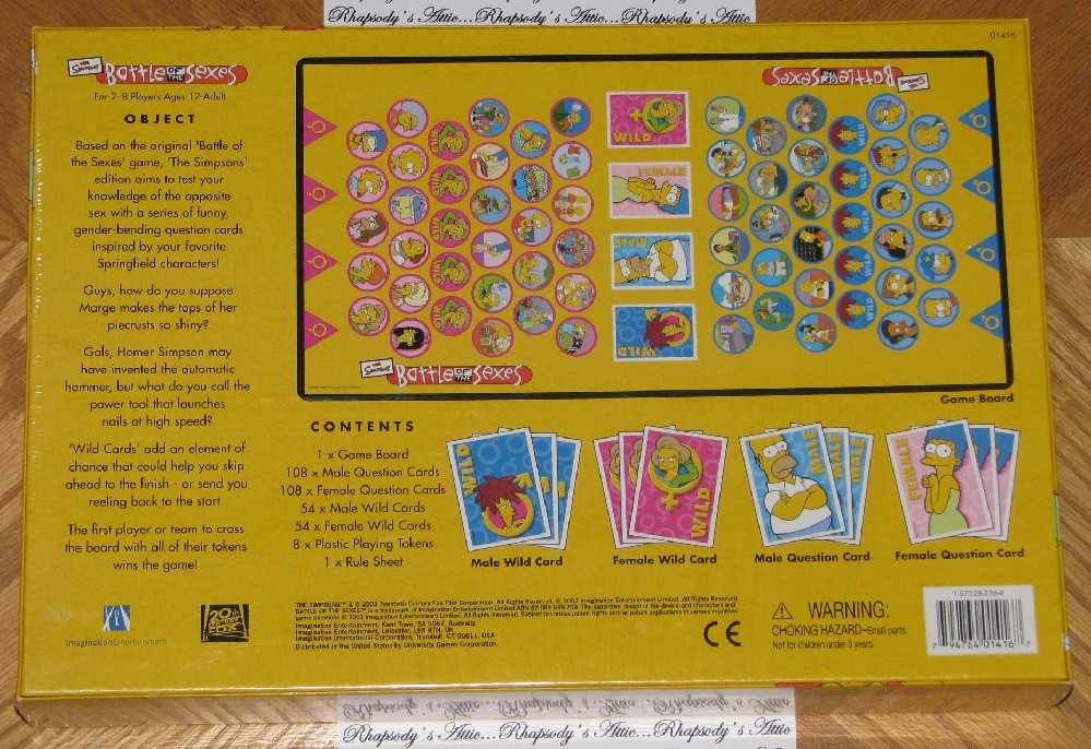 Simpsons Battle Of The Sexes  (2-8) board game collectible [Barcode 794764014167] - Main Image 2