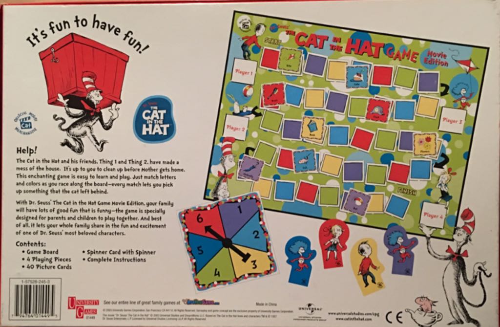Dr. Seuss’ The Cat In The Hat Game : Movie Edition  (2-4) board game collectible [Barcode 794764014495] - Main Image 2