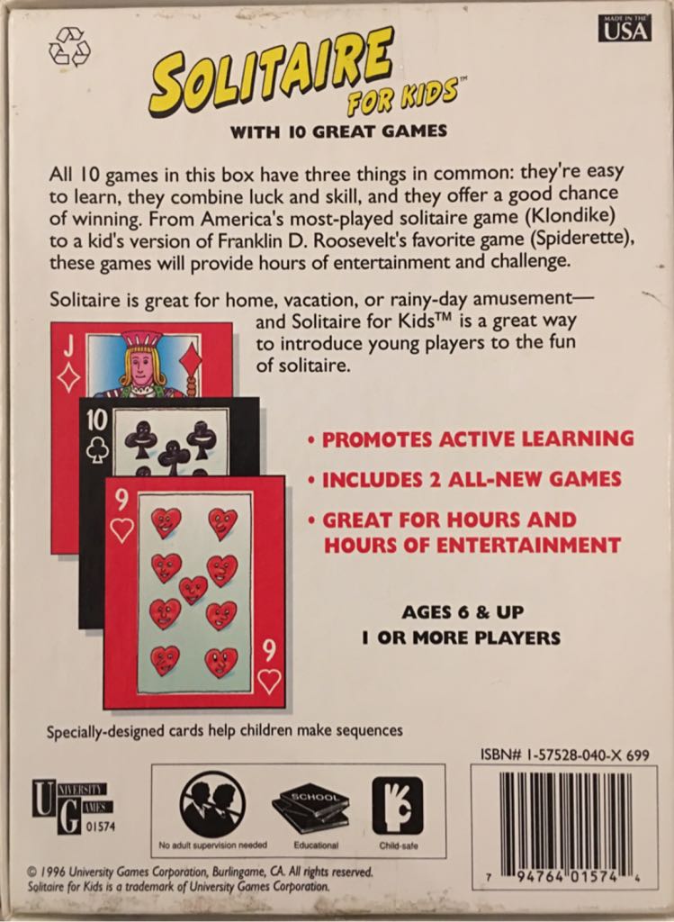 Solitaire For Kids  (1+) board game collectible [Barcode 794764015744] - Main Image 2