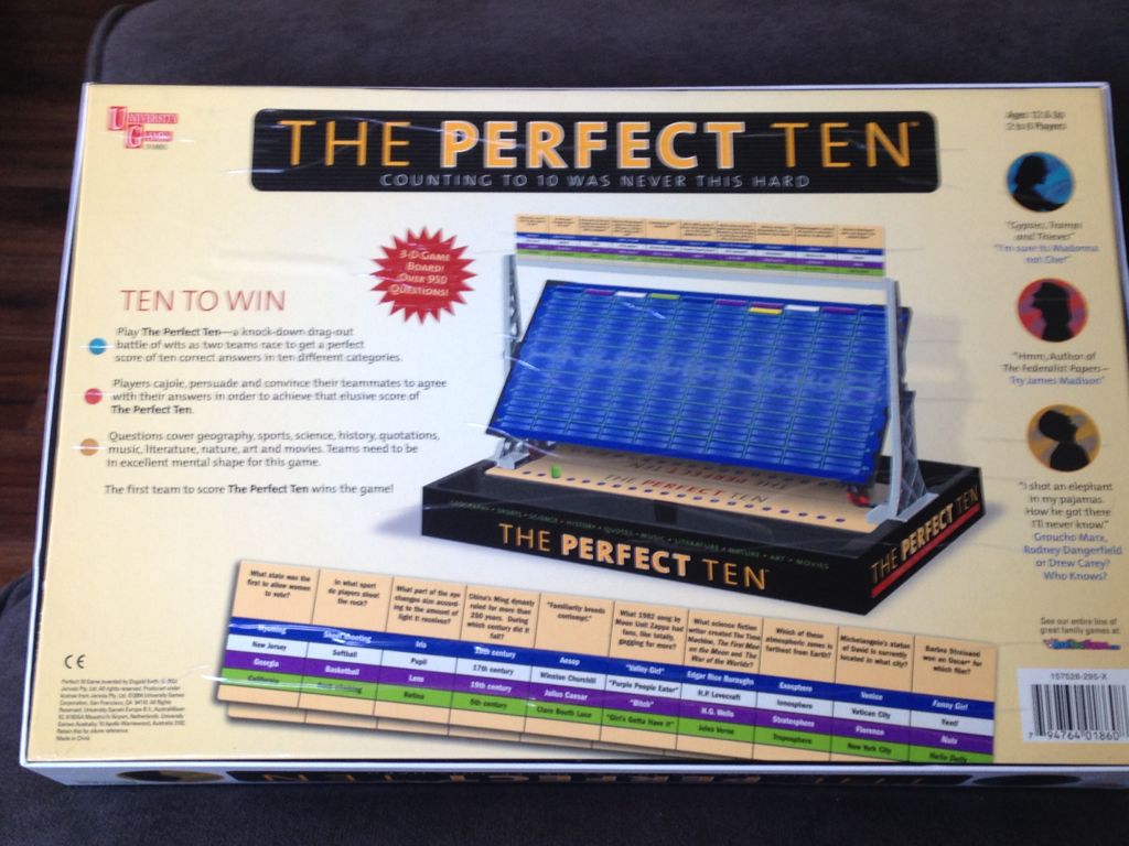 The Perfect Ten  (2-6) board game collectible [Barcode 794764018608] - Main Image 2