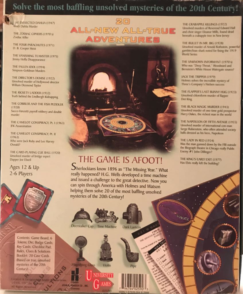 221B Baker St.: The Master Detective Game: Sherlock Holmes and the Time Machine  (2-6) board game collectible [Barcode 794764025903] - Main Image 2