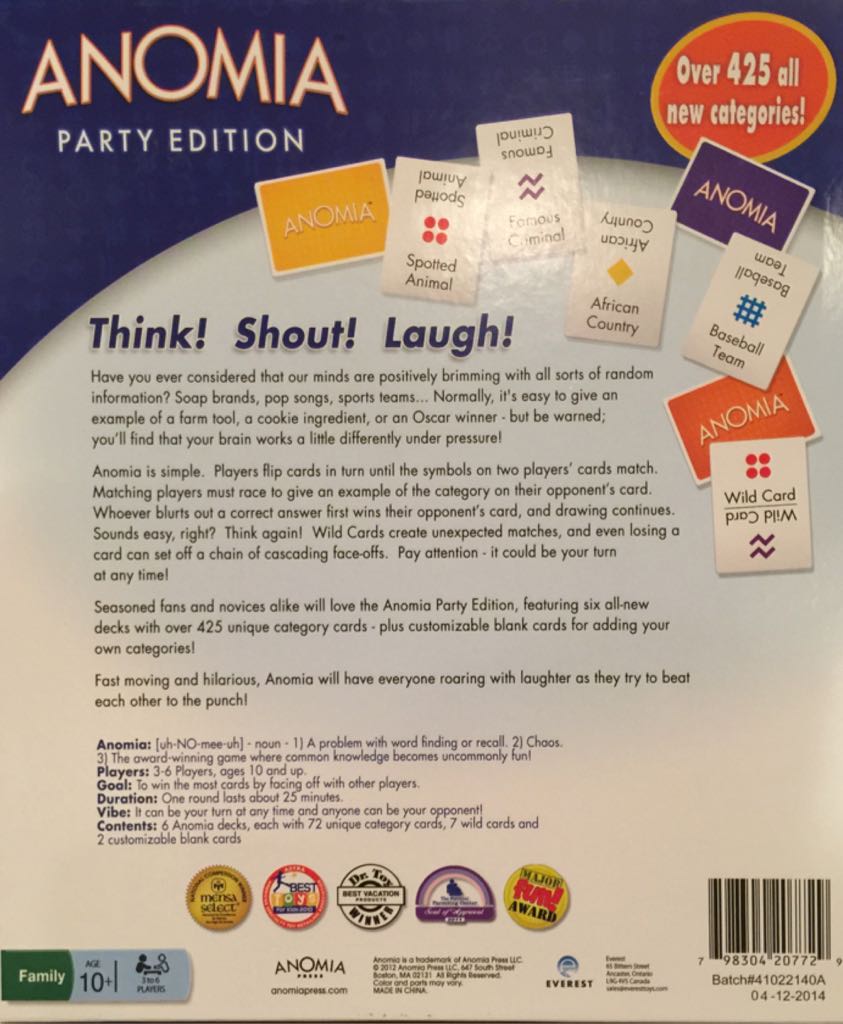 Anomia: Party Edition  (3-6) board game collectible [Barcode 798304207729] - Main Image 2