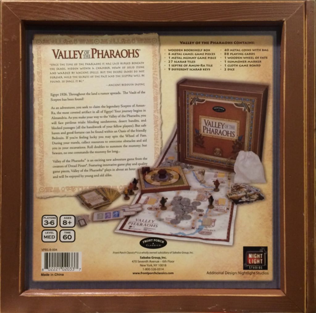 Valley Of The Pharaohs  (3-6) board game collectible [Barcode 802221020337] - Main Image 2