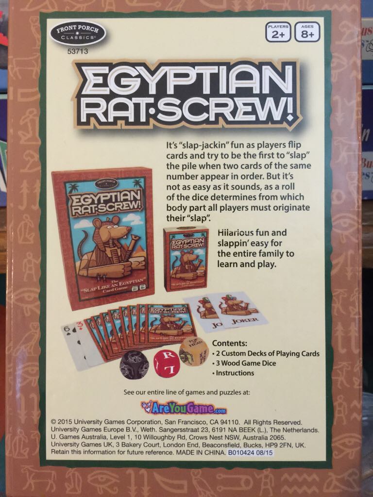 Egyptian Rat Screw!  (2-10) board game collectible [Barcode 802221537132] - Main Image 2