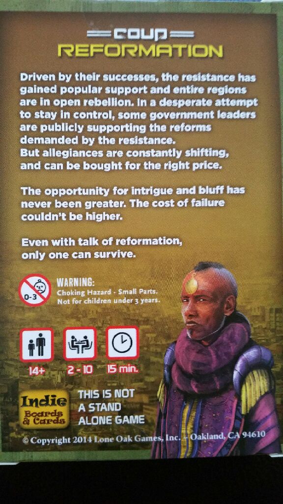 Coup: Reformation  (2-10) board game collectible [Barcode 804551093838] - Main Image 2