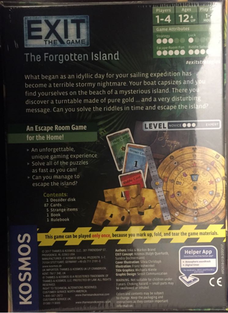 Exit The Game: The Forgotten Island  (1-4) board game collectible [Barcode 814743013131] - Main Image 2