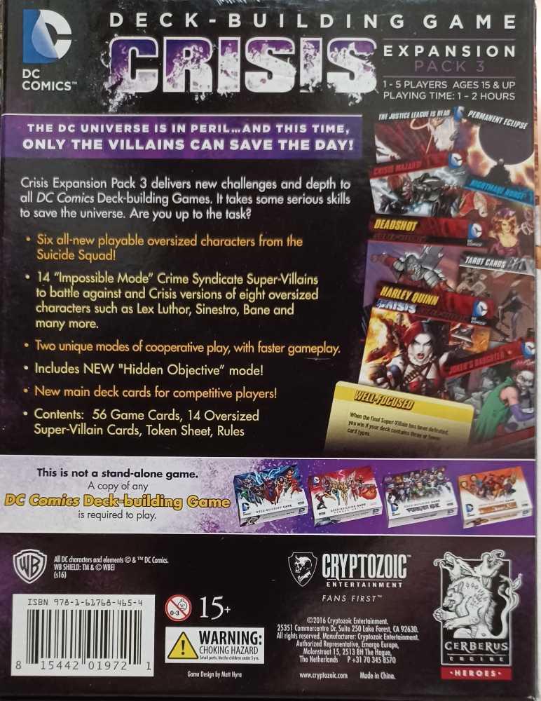 DC Deck Building Game: Crisis 3  (2-5) board game collectible [Barcode 815442019721] - Main Image 2