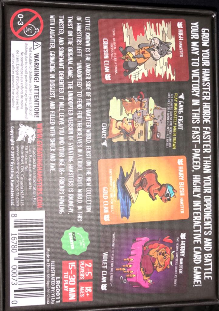 Gyrating Hamsters: Unadopted Version  (2-5) board game collectible [Barcode 816780000730] - Main Image 2