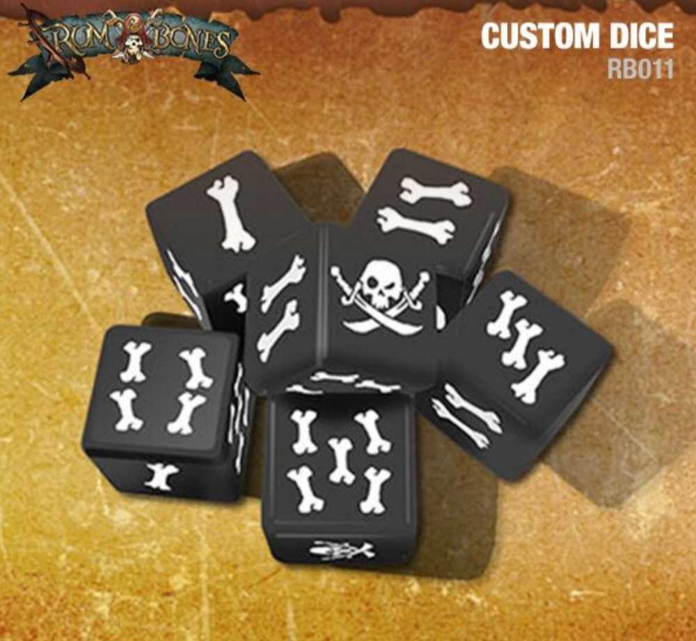 Rum & Bones: Custom Dice - Black X6  (2-6) board game collectible [Barcode 817009019748] - Main Image 2