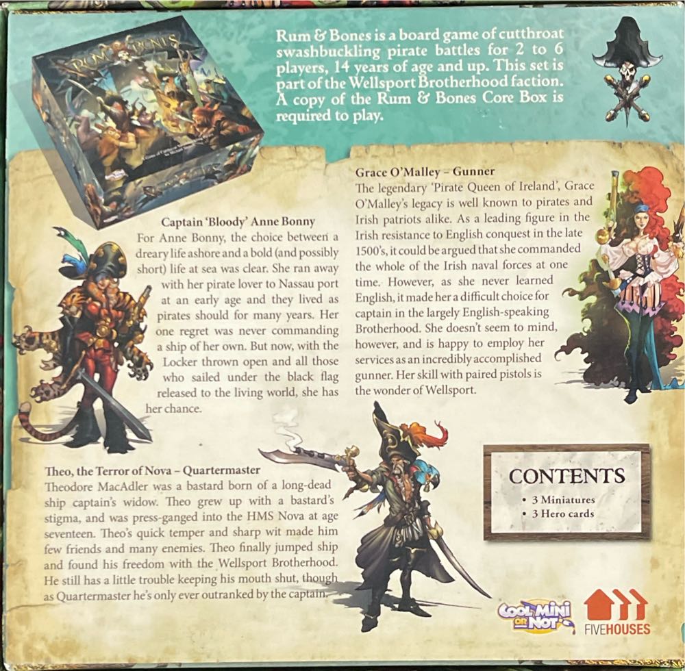 Rum & Bones Wellsport Brotherhood Heroes Set 1 PAINTED  board game collectible [Barcode 817009019939] - Main Image 2