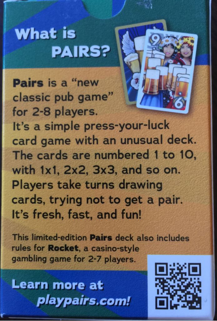 Pairs (Barmaids Deck)  (2-8) board game collectible [Barcode 823464002119] - Main Image 2