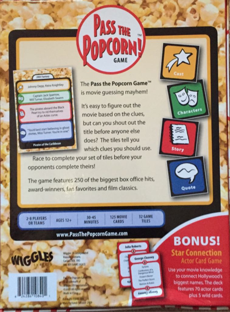 Pass The Popcorn!  (2-8) board game collectible [Barcode 824284108401] - Main Image 2