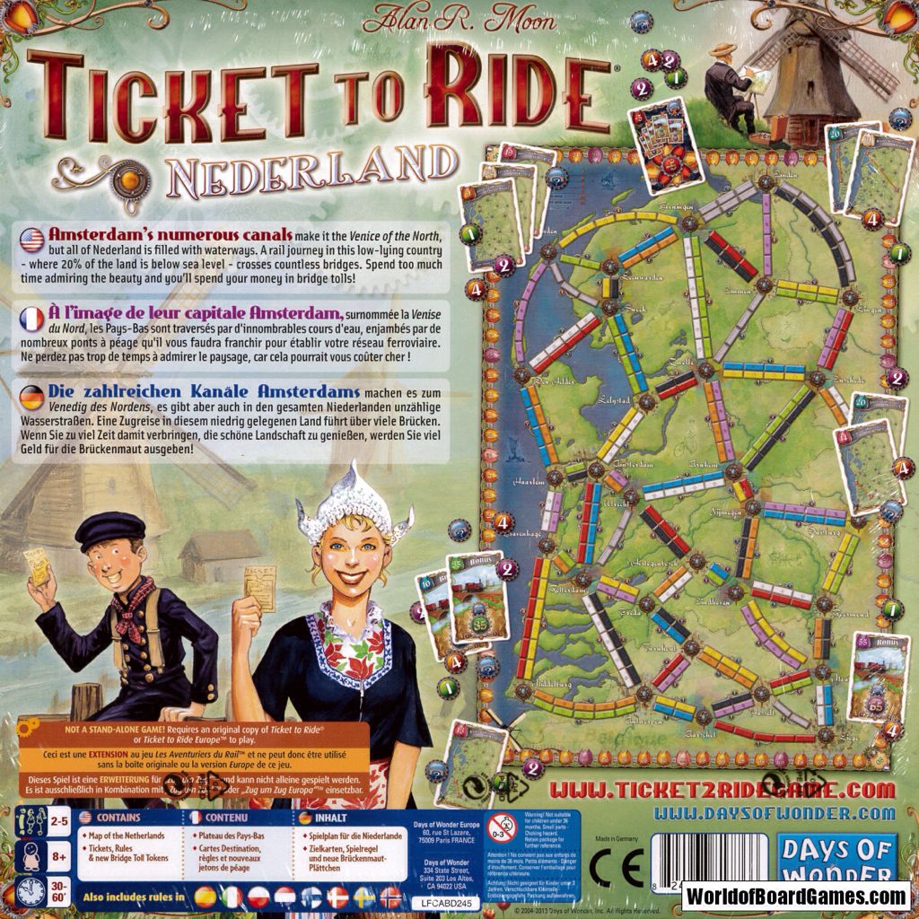 Ticket To Ride: Map 4- Nederland  (2-5) board game collectible [Barcode 824962877766] - Main Image 2