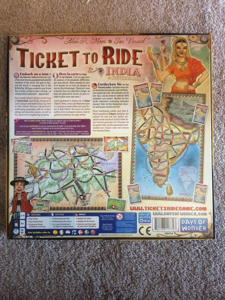 Ticket To Ride: India + Switzerland  (2-4) board game collectible [Barcode 824968117743] - Main Image 2
