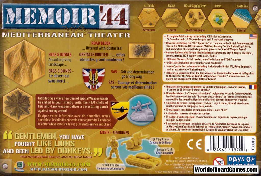Memoir ’44: Mediterranean Theater  (2) board game collectible [Barcode 824968118702] - Main Image 2