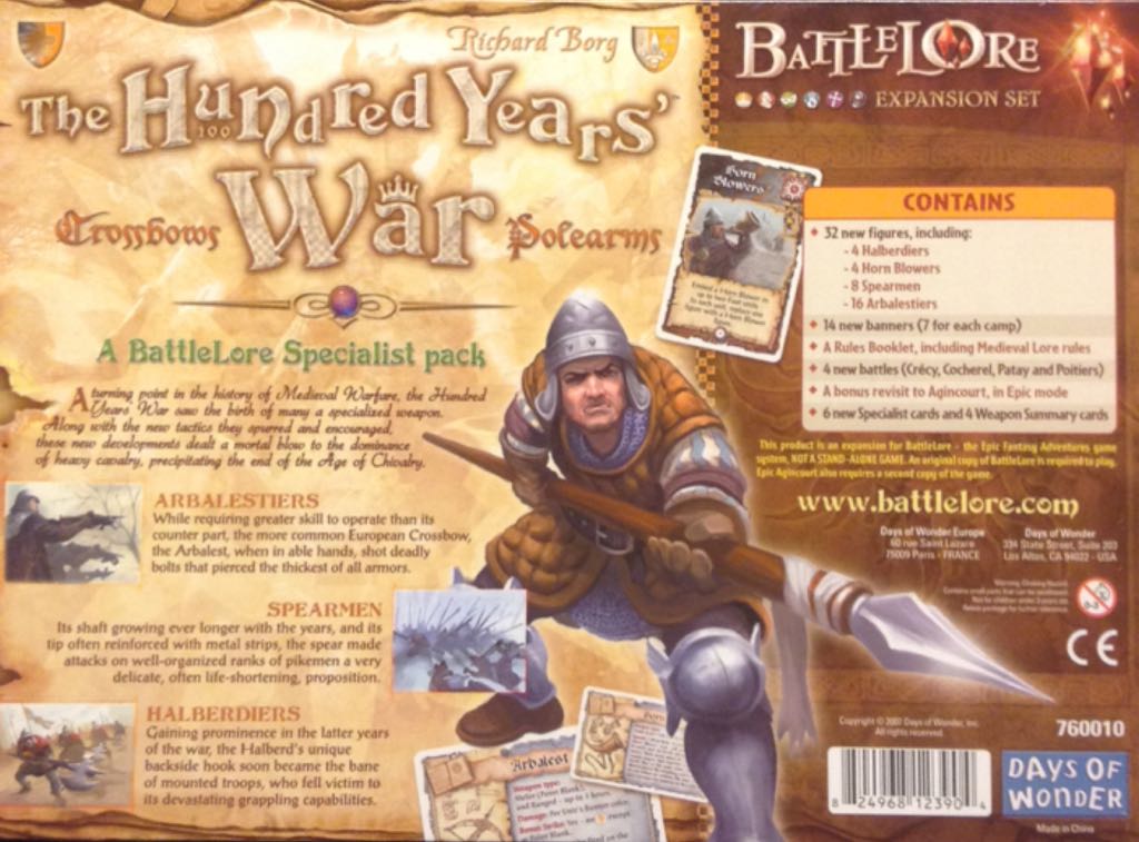 BattleLore: The Hundred Years’ War  (2 or 4) board game collectible [Barcode 824968123904] - Main Image 2