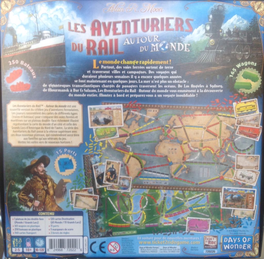Aventuriers du Rail Autour du Monde (Les)  (2 - 5) board game collectible [Barcode 824968720226] - Main Image 2