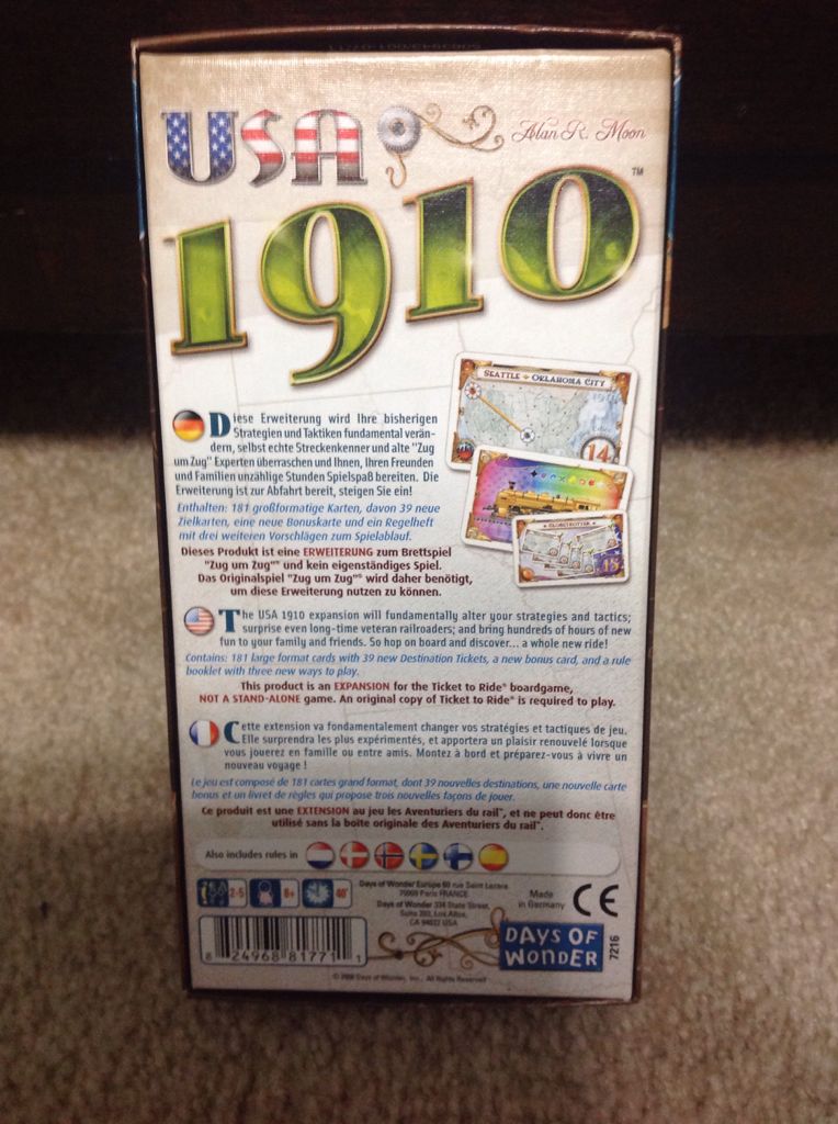 Ticket To Ride: USA 1910 Expansion  (2-5) board game collectible [Barcode 824968817711] - Main Image 2