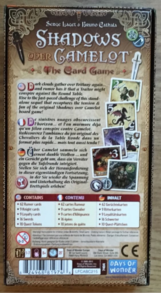 Shadows Over Camelot - The Card Game  (1-7) board game collectible [Barcode 824968819746] - Main Image 2