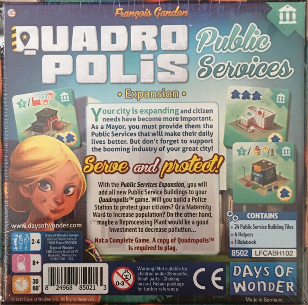 Quadropolis: Public Services  (2-4) board game collectible [Barcode 824968850213] - Main Image 2